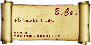 Bánszki Csaba névjegykártya