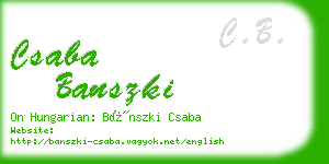 csaba banszki business card